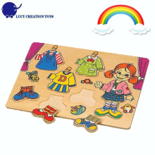 Kids Funny Play Wooden Girl Dress up Toy Puzzle